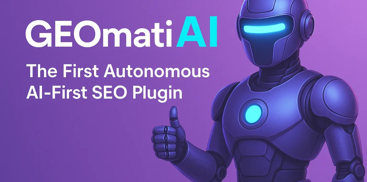 Image illustrant geomatic ai | the first autonomous ai-first seo plugin dans la catégorie AI Integration Advisory