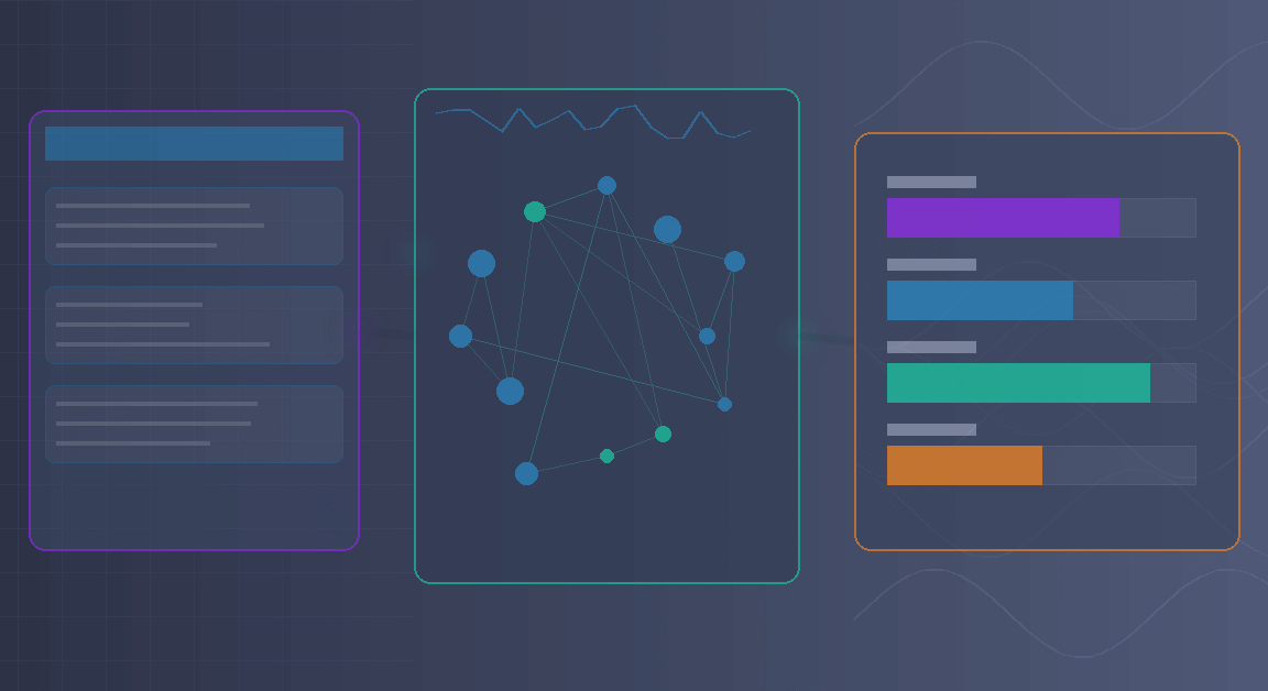 wordpress-ai-plugins-dashboard (1) Three interconnected WordPress plugin interfaces merging into unified AI optimization dashboard, rendered with modular geometric panels in deep purple, electric blue, mint green, and warm orange, left side showing traditional WordPress admin, center displaying AI analysis graphs and entity mapping, right side revealing citation performance metrics, gradient background from structured grid to flowing data streams, modern technical aesthetic with clean typography indicators, subtle glow effects highlighting key features, no actual text readable, 1200×628 dimensions.
